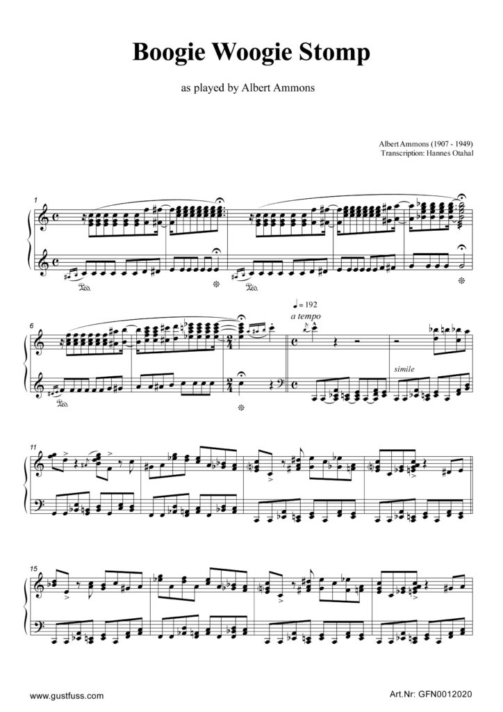 Boogie Woogie Stomp (Albert Ammons transcription) – music sheet